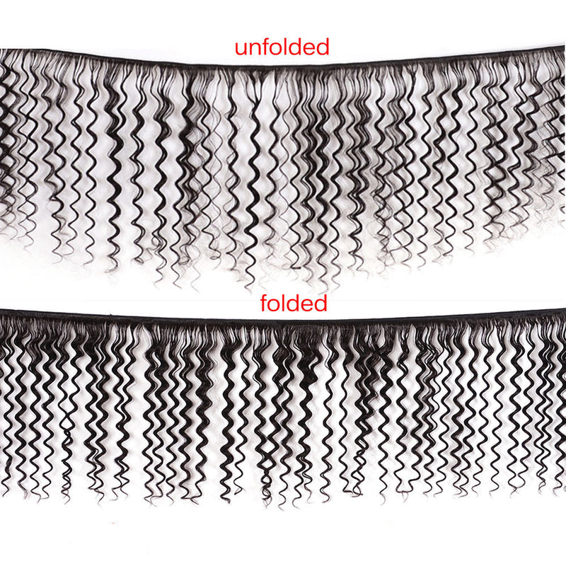 Bundle Deals With Closure Deep Wave Virgin Human Hair Natural Black