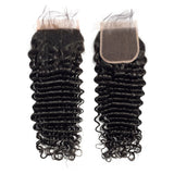 Bundle Deals With Closure Deep Wave Virgin Human Hair Natural Black