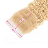 #613 Deep Wave 4x4 Human Hair Blonde Closure