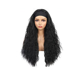 Water Wave Glueless Headband Wig Natural Black 180% Density