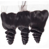 Bundle Deals With Frontal Loose Wave Virgin Human Hair Natural Black