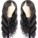 Body Wave #1B Natural Black V Part Wigs 100% Virgin Human Hair 180% Density